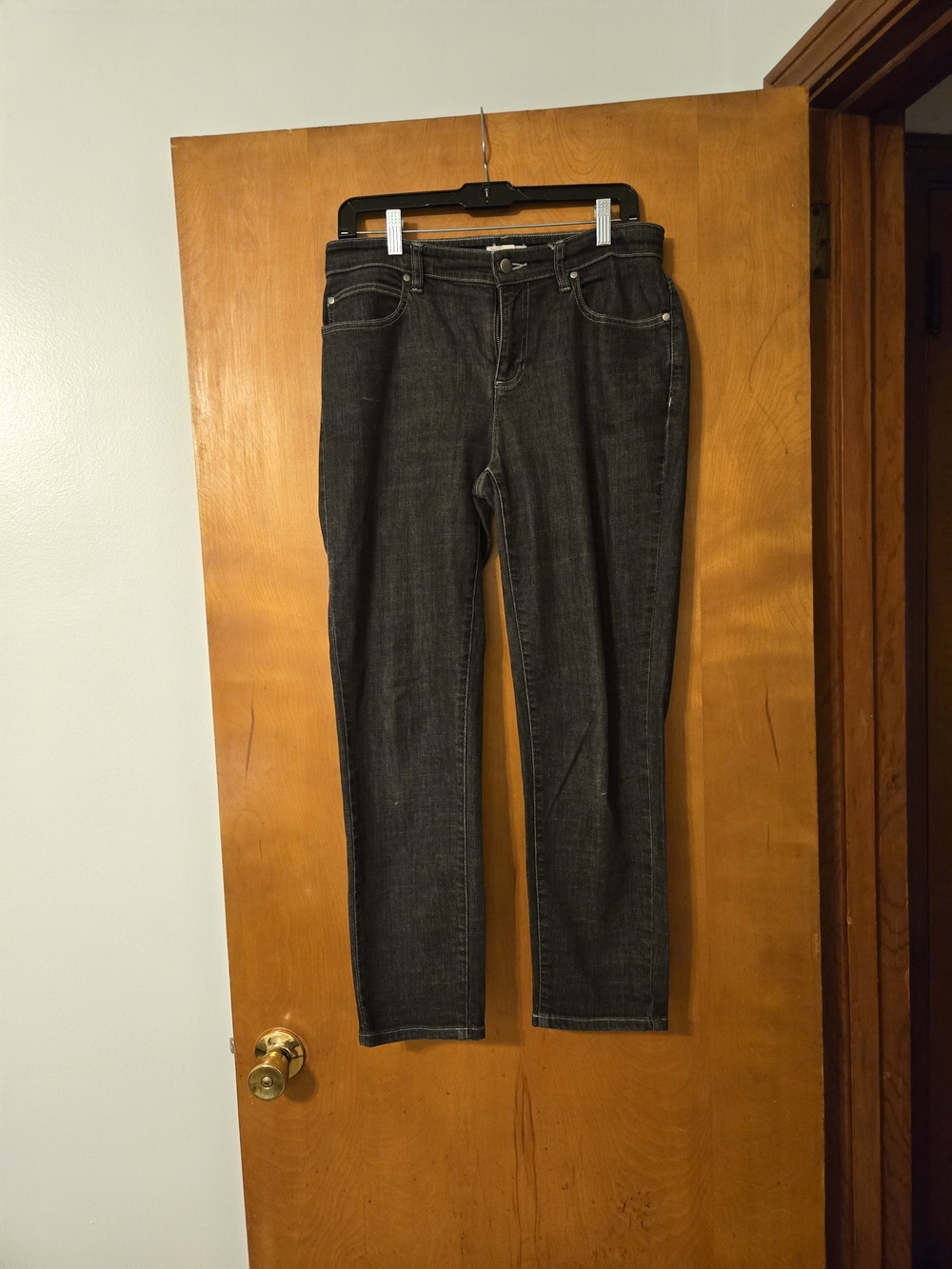 Eileen Fisher High Rise Straight Black Denim Stretch Jeans Size 4
